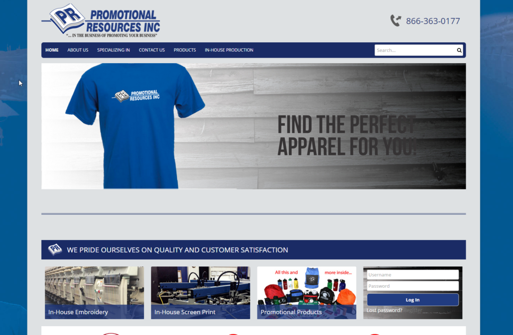 Promotional Resources eCommerce Store with products available for purchase