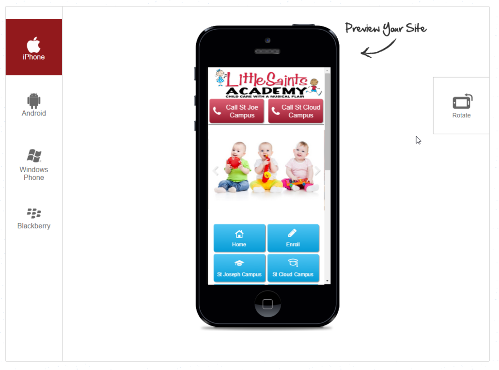 Little Saints Academy mobile website preview