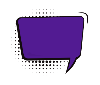 purple comic book style speech bubble