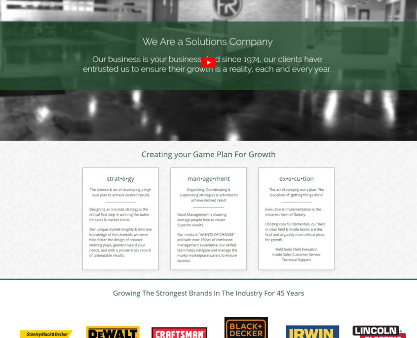 Custom Trustdyx website design for Front Row Sales & Marketing home page in Bloomington, MN