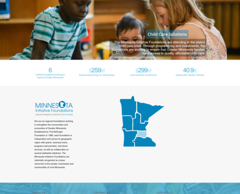 Custom WordPress website design for MN Initiative Foundation home page in Little Falls, MN