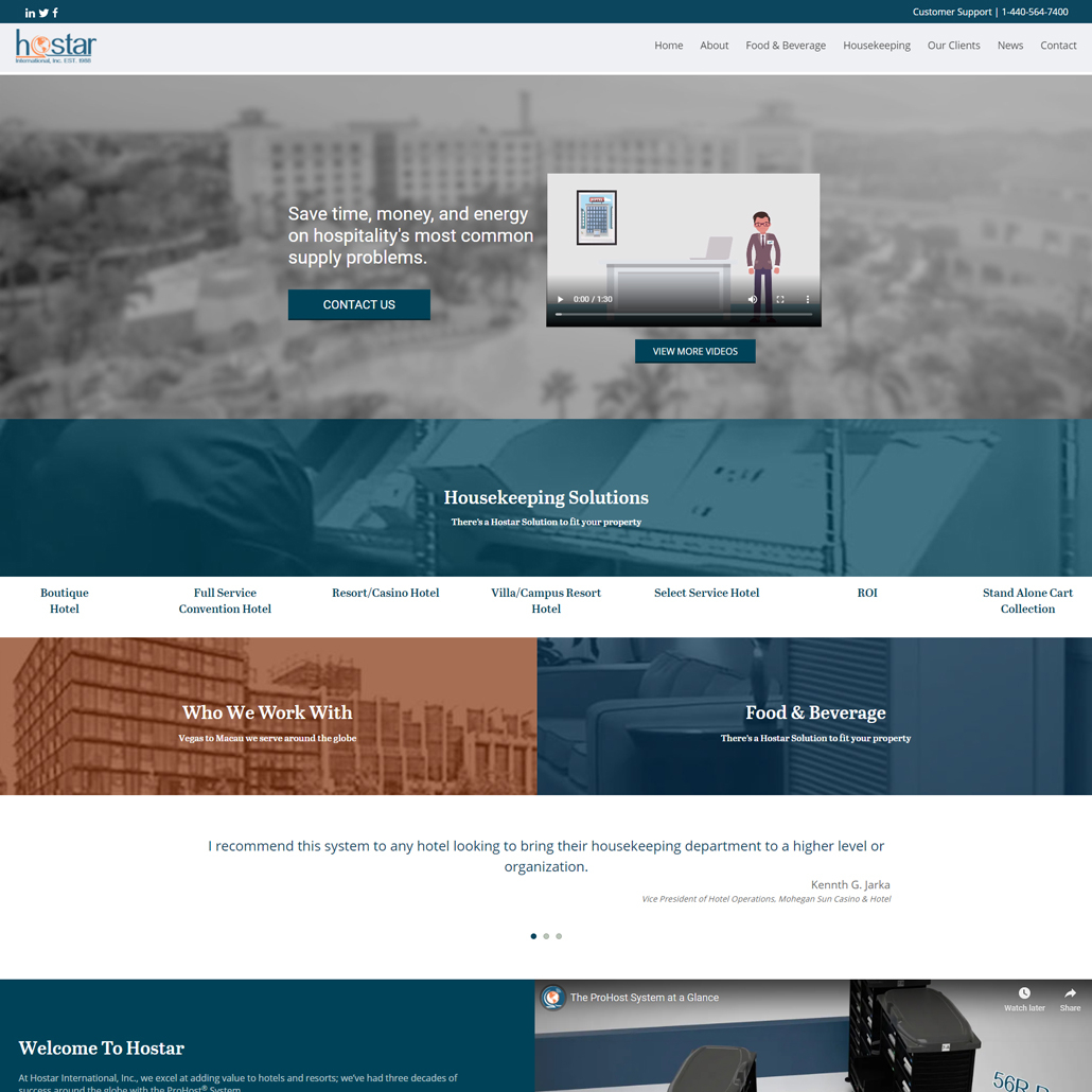 Custom Trustdyx website design for Hostar International home page in Solon, OH