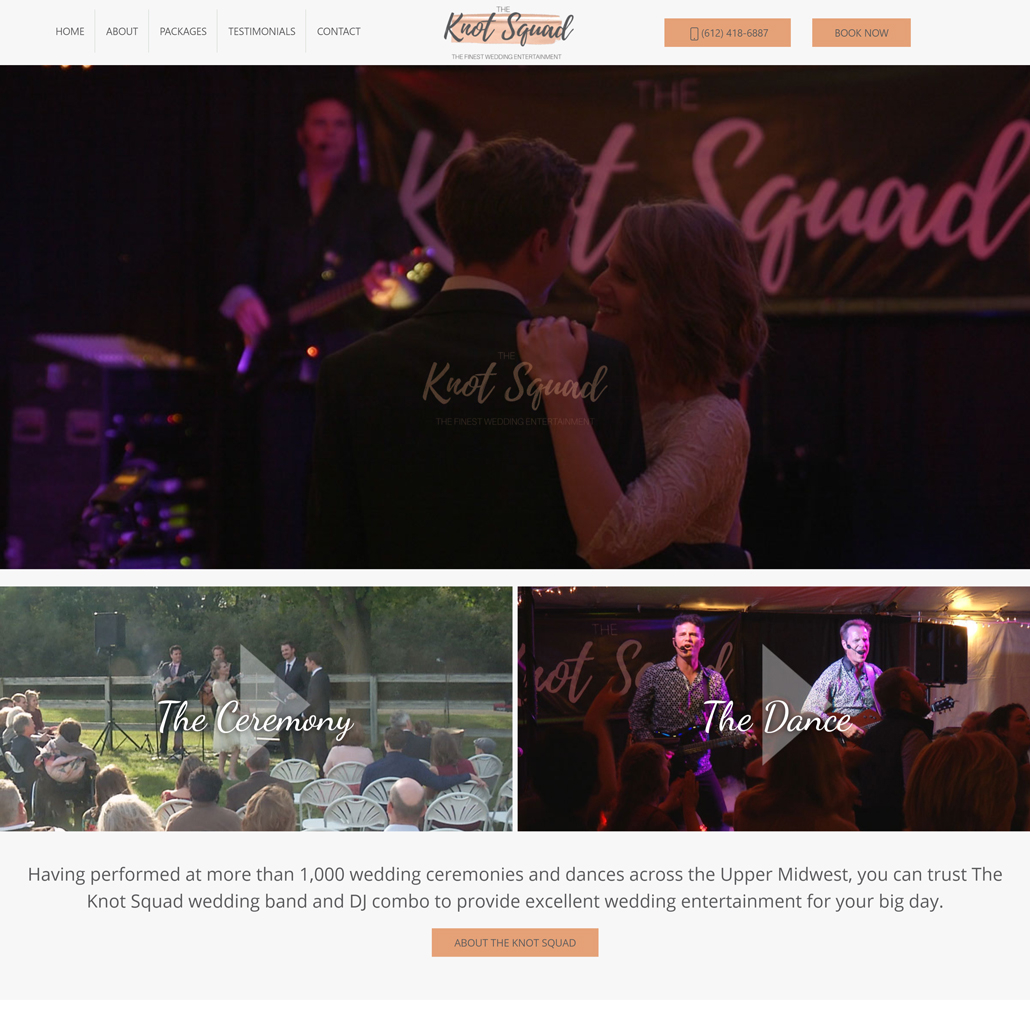 Custom Trustdyx website design for The Knot Squad home page in Minnesota