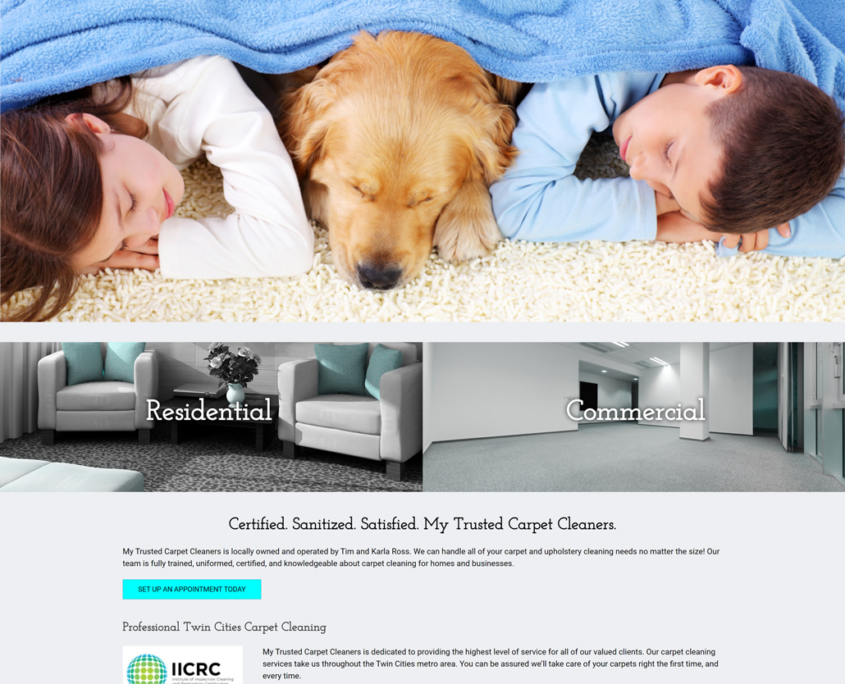 Custom Trustdyx website design for My Trusted Carpet Cleaner home page in Ham Lake, MN