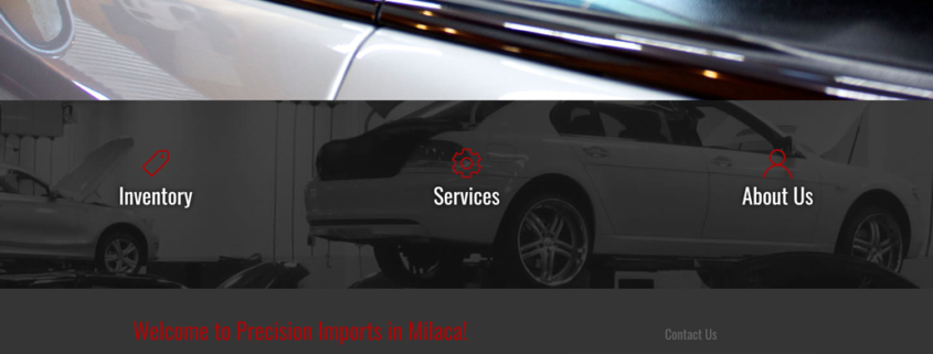 Custom Trustdyx website design for Precision Imports home page in Milaca, MN