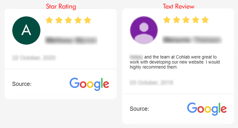 Google Star Review and Text Review