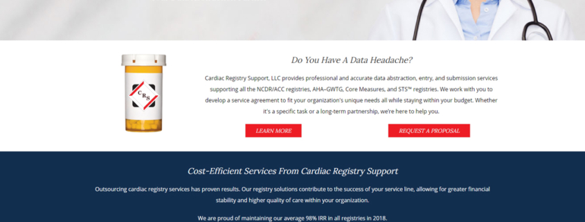 Custom Trustdyx website design for Cardiac Registry Support home page in St. Cloud, MN