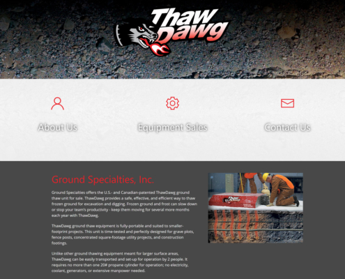 Custom Trustdyx website design for Ground Specialities home page in Milaca, MN
