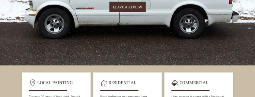 Custom Trustdyx website design for Nelson Painting home page in St. Stephen, MN