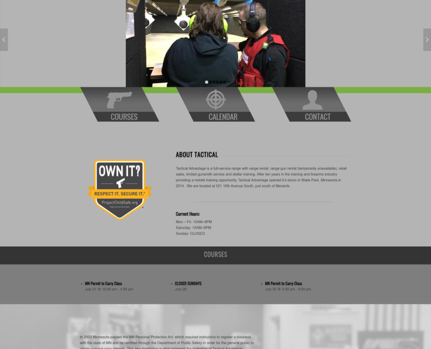 Custom WordPress website design for Tactical Advantage home page in Waite Park, MN