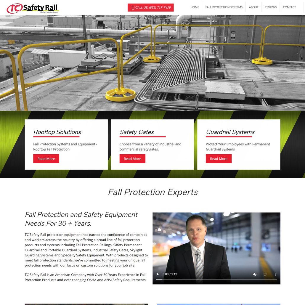 Custom Trustdyx website design for TC Safety Rail home page in Plymouth, MN