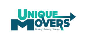 Logo for Unique Movers in teal, showing the name of the company.