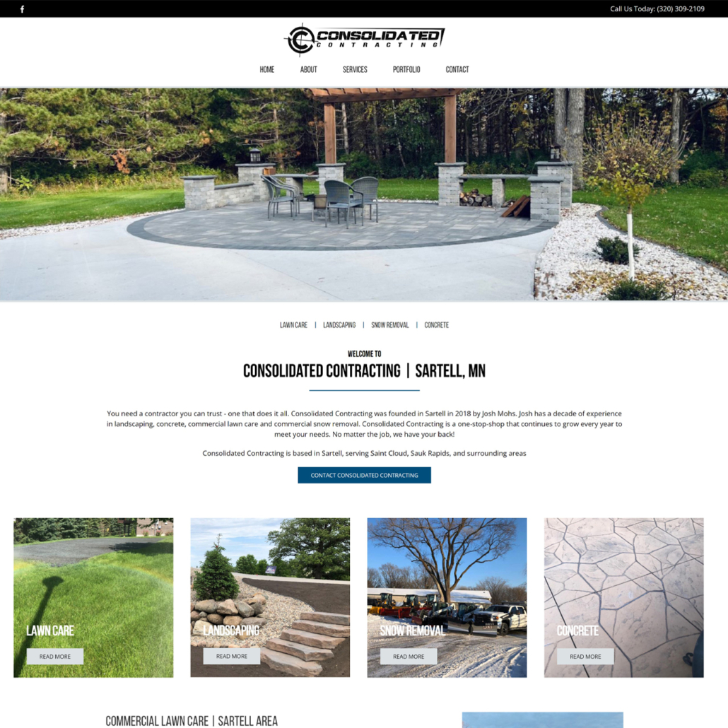 Custom Trustdyx website design for Consolidated Contracting home page in Sartell, MN