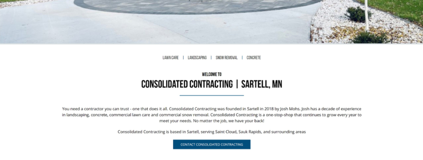Custom Trustdyx website design for Consolidated Contracting home page in Sartell, MN