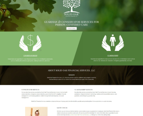 Custom WordPress website design for Solid Oak Financial Services, LLC home page in Avon, MN