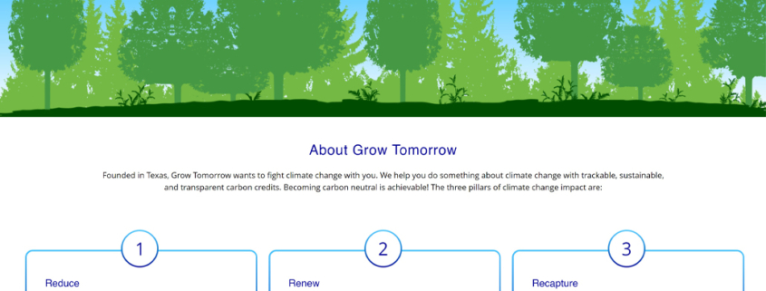 Custom WordPress website design for Grow Tomorrow home page in Texas