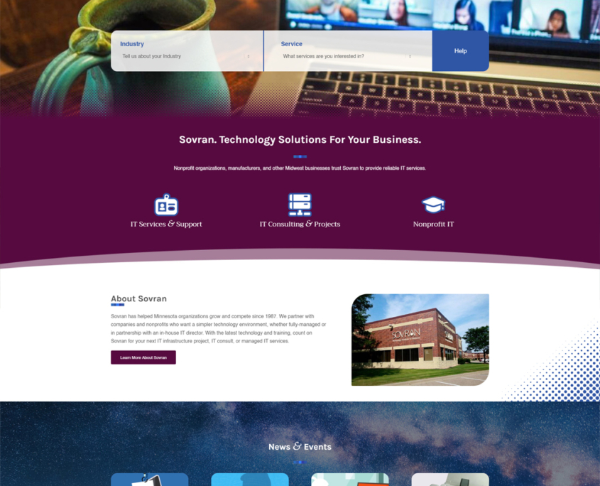 Custom SEO website design for Sovran, Inc home page in Eagan, MN