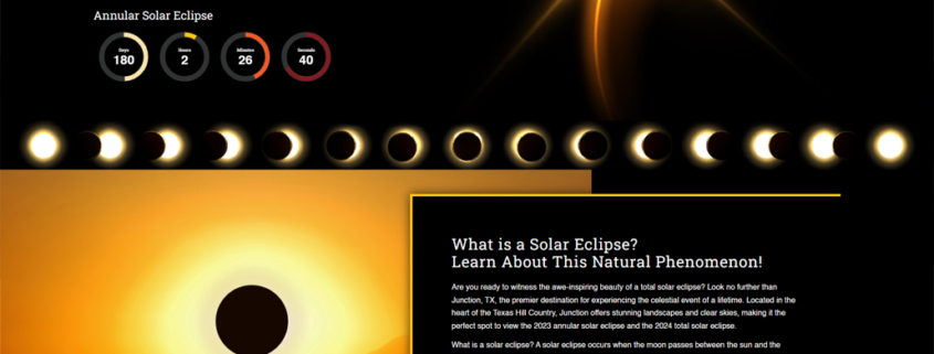 Custom WordPress website design for Junction Eclipse home page in Junction, TX