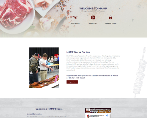 Custom WordPress website design for MN Association of Meat Processors home page in Hastings, MN