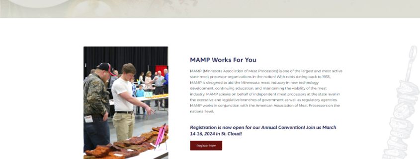 Custom WordPress website design for MN Association of Meat Processors home page in Hastings, MN