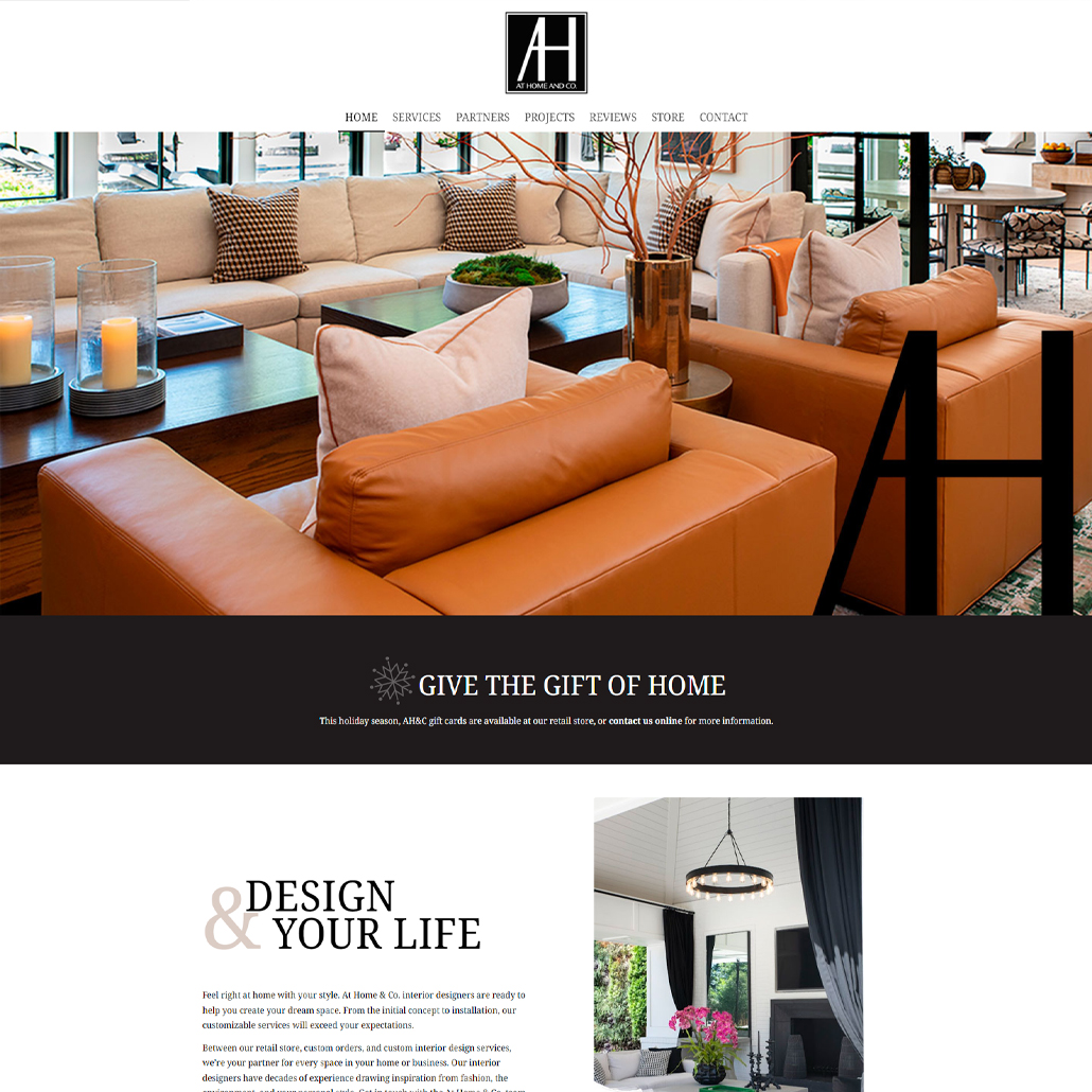 Custom WordPress website redesign for At Home & Co. home page in Edina, MN